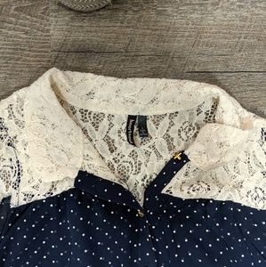Women's Polka Dot and Lace Top